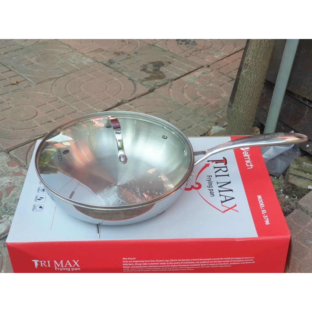 Chảo xào inox 3 lớp đáy liền nguyên khối Elmich trimax 26cm
