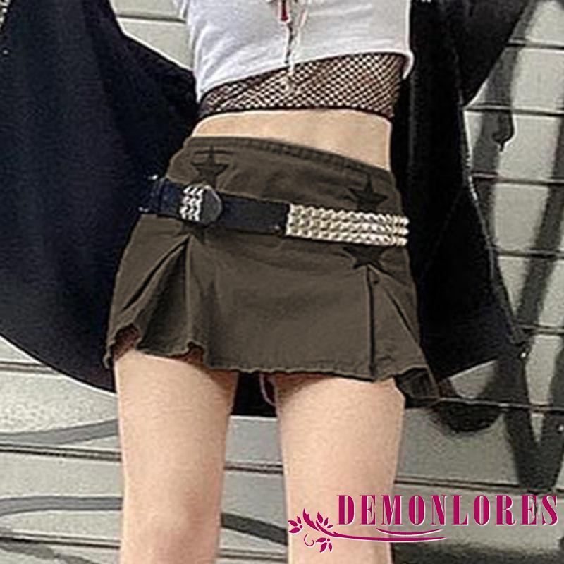 Chân váy jean Xếp Ly Phối Họa Tiết Ngôi Sao Năm Cánh Thời Trang Cho Nữ