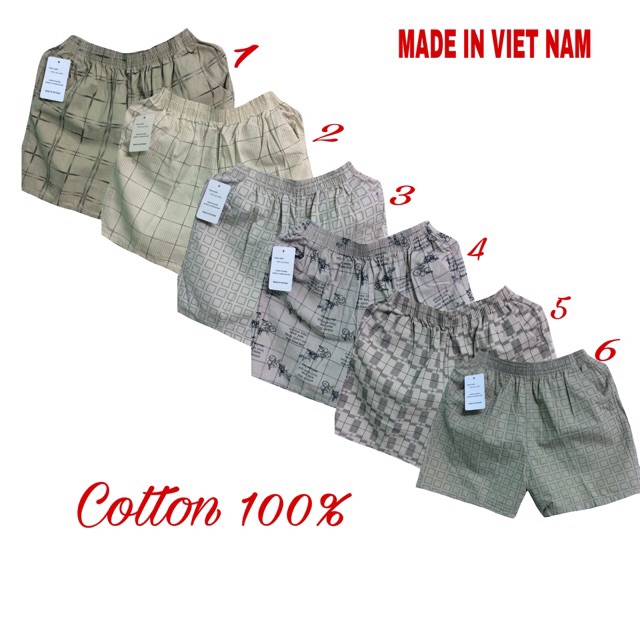 Quần đùi nam cotton mặc nhà thoáng mát