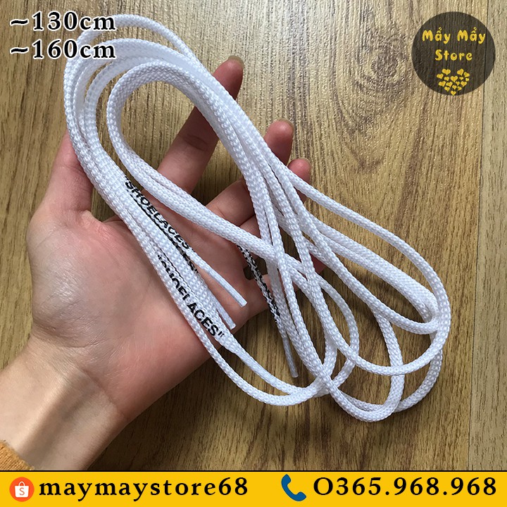 Dây Giày SHOELACES Màu Trắng Dài 130cm (Cho Giày Có 7-9 Lỗ Xâu)