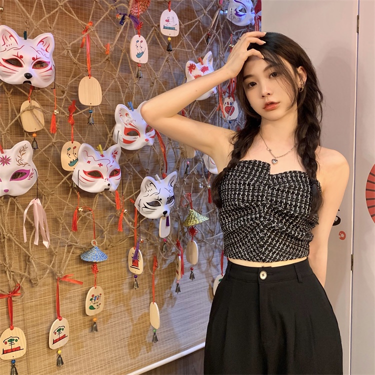 XIAO ZHAI NV QADCOL Áo Ống Thiết Kế Độc Đáo Phong Cách Hàn Quốc Cá Tính Cho Nữ