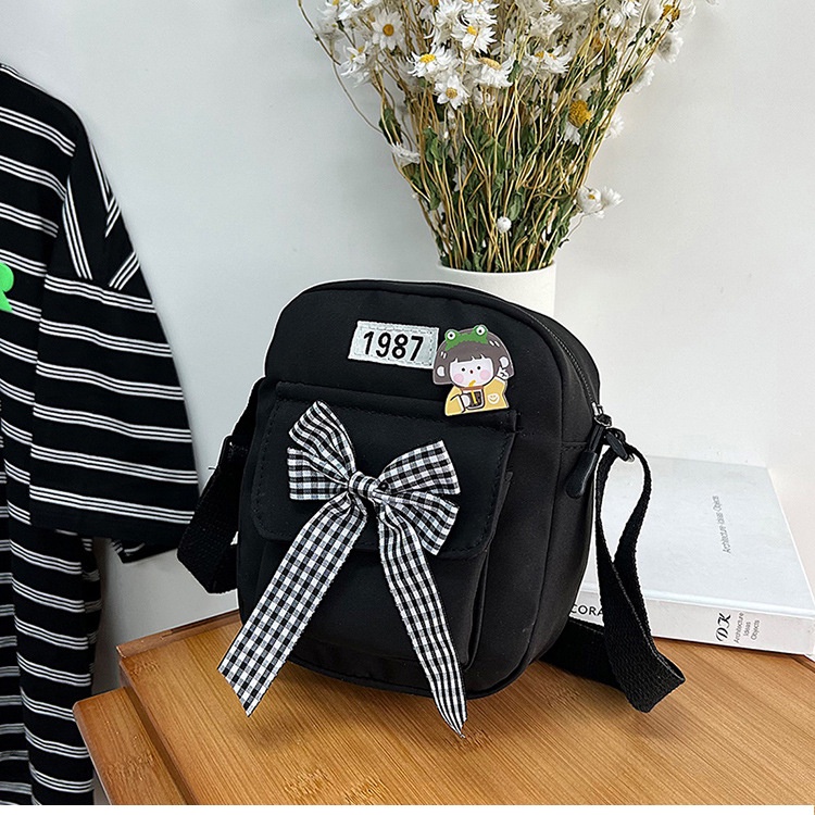 Túi Đeo Chéo Bằng Nylon Dáng Vuông Nhỏ Phong Cách Hàn Quốc Mới Cho Nữ Sinh