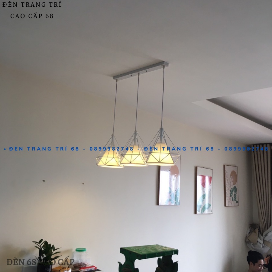 Đèn trần ,đèn thả kim cương 3 mắt sang trọng hiện đại 3 chế độ sáng