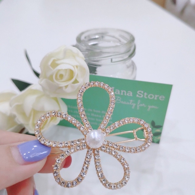 Set 5 kẹp tóc đính đá hoa nơ nhiều kiểu xinh phong cách hàn quốc