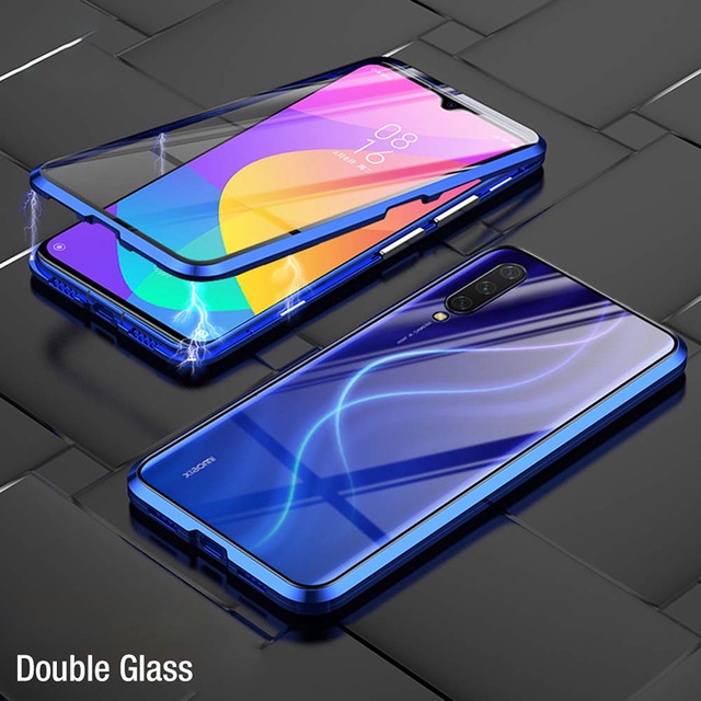 Ốp Điện Thoại Kính Cường Lực Hai Mặt Viền Kim Loại Nam Châm Cho Xiaomi Redmi 9 9A Note 7 8 8T 10 4G 5G 10 Pro