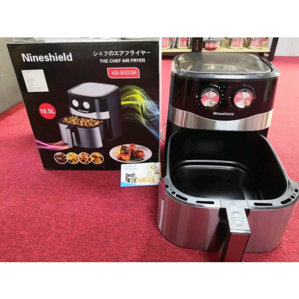 [Tặng giấy thấm dầu]NỒI CHIÊN KHÔNG DẦU NINE SHIELD DUNG TÍCH 10.5L MẪU MỚI 2022