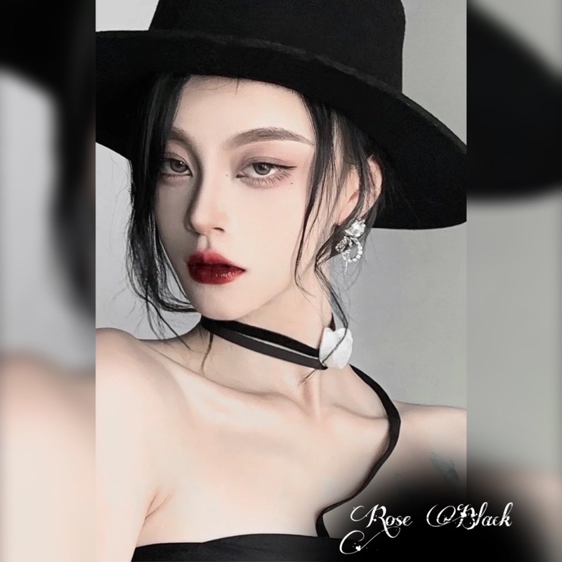 Vòng cổ choker 2 line phối hoa vải mã AE-919