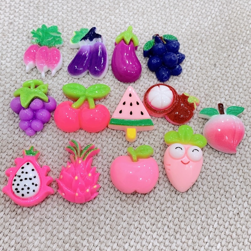 Charm slime/ Dụng Cụ Charm Trang Trí Hình ảnh Sinh động Trái Cây Tím Hồng - 01 Cái