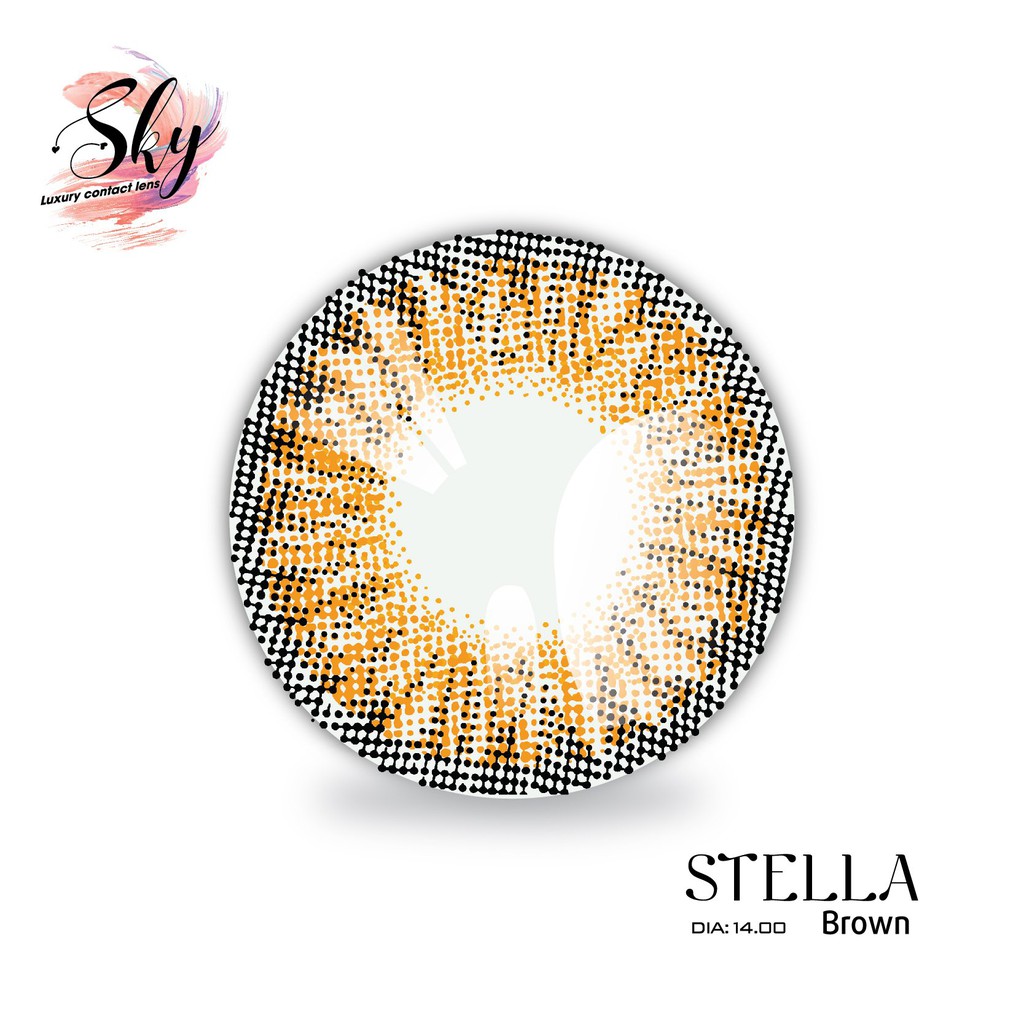 Kính áp tròng Sky Lens -Stella Brown 0-6 Độ-Made in Korea Chính Hãng Dia14.00