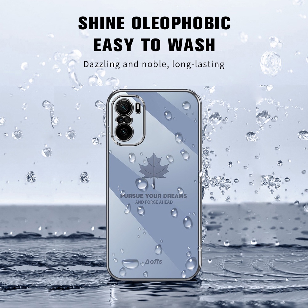 Ốp Điện Thoại Viền Vuông Chống Sốc Họa Tiết Lá Phong Sang Trọng Cho Xiaomi 12 11 Mi 11T 10T Pro Mi 11 Lite 5G NE Poco F3 M3 X3 Pro