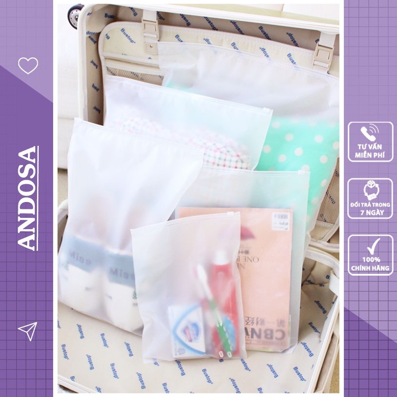 Túi zip có khóa lụa mờ túi dây rút đựng mỹ phẩm quần áo chống nước nhỏ xinh ANDOSA TCN04