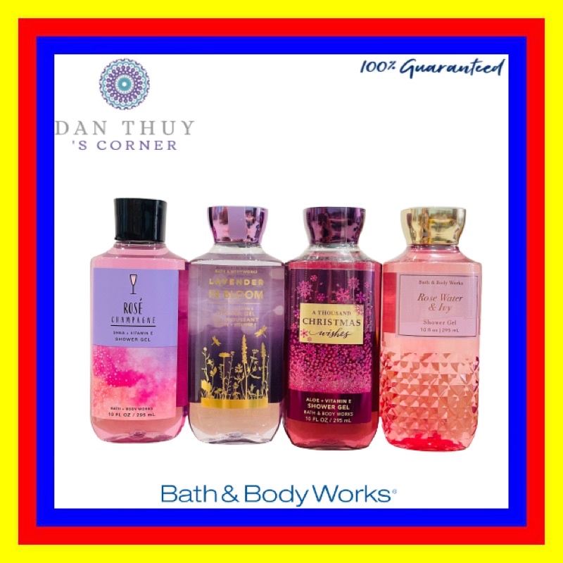 [ĐỦ MÙI] Gel tắm Bath& Body Work - Rose Champagne, Lavender, A Thousand Wishes, Rose Water & Ivy