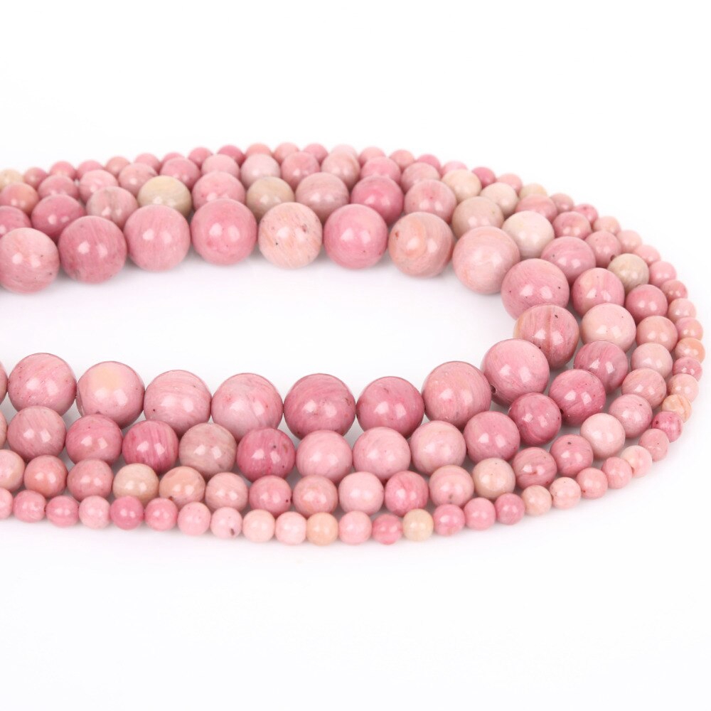 Chuỗi hạt đá rhodochrosite tự nhiên kích thước 4/6/8/10mm chuyên dùng làm đồ trang sức