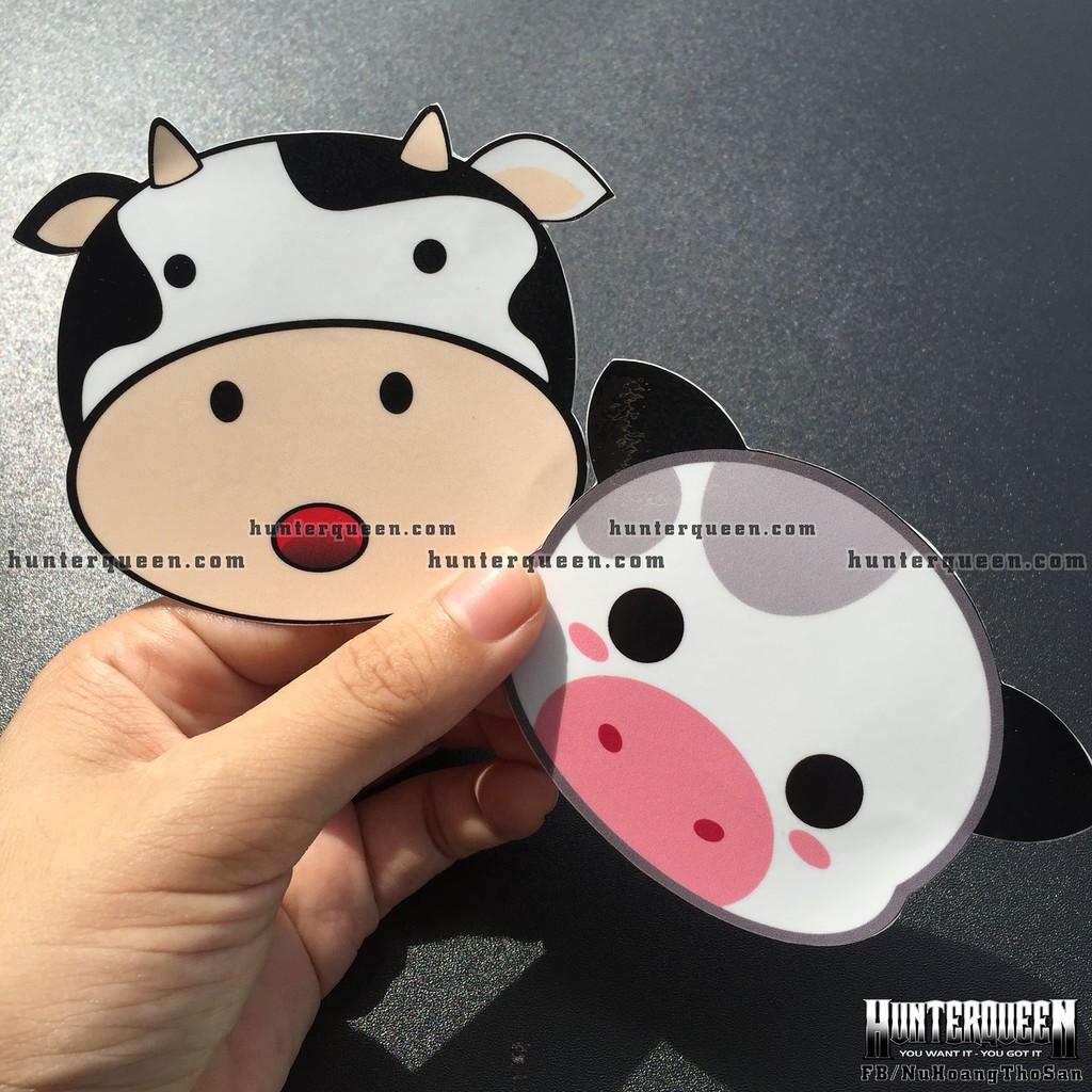 Sticker bò sữa cute. Hình dán chống nước dễ thương trang trí mọi nơi. Làm theo yêu cầu