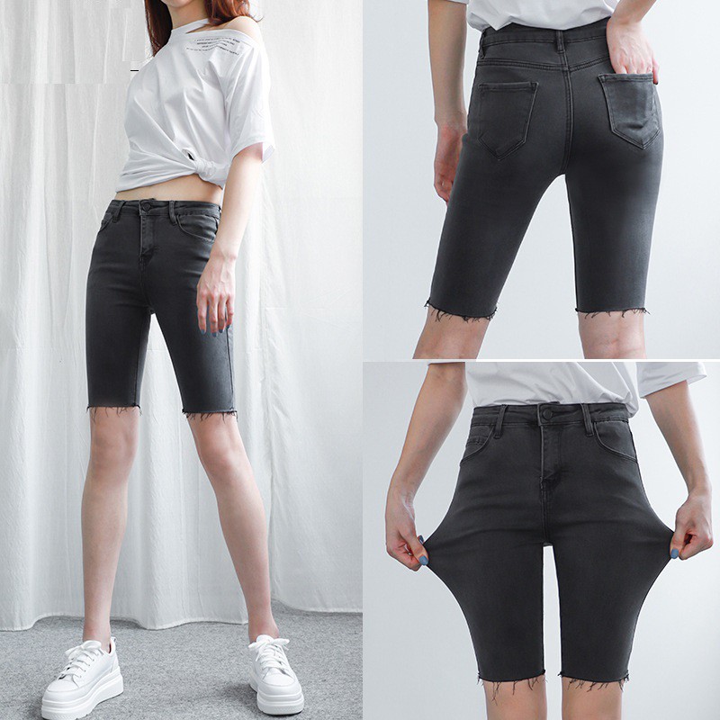 quần short jean NGỐ MÀU ĐEN TUA LAI SN-D1-22