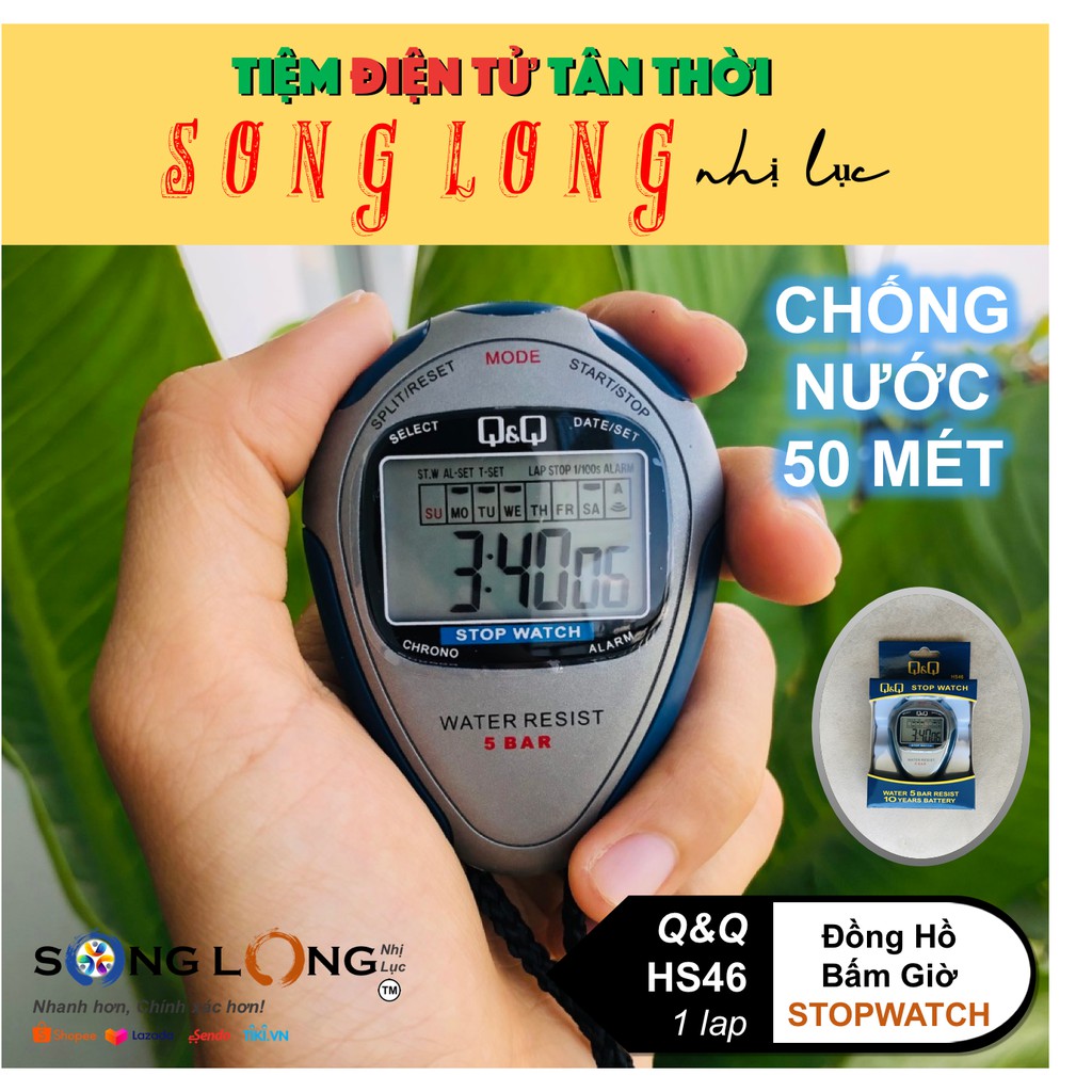 Đồng Hồ Bấm giờ Q&Q HS46 – 1 lap – Chống thấm nước đến 50 met, Chuyên dùng trong Thể Thao - Đồng Hồ Q&Q Chính Hãng