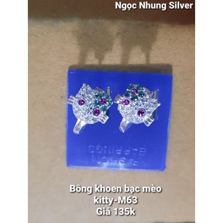 Bông khoen bạc mèo kitty-M63