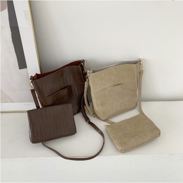 Túi tote da rắn tặng kèm ví, 2 quai tiện lợi P100