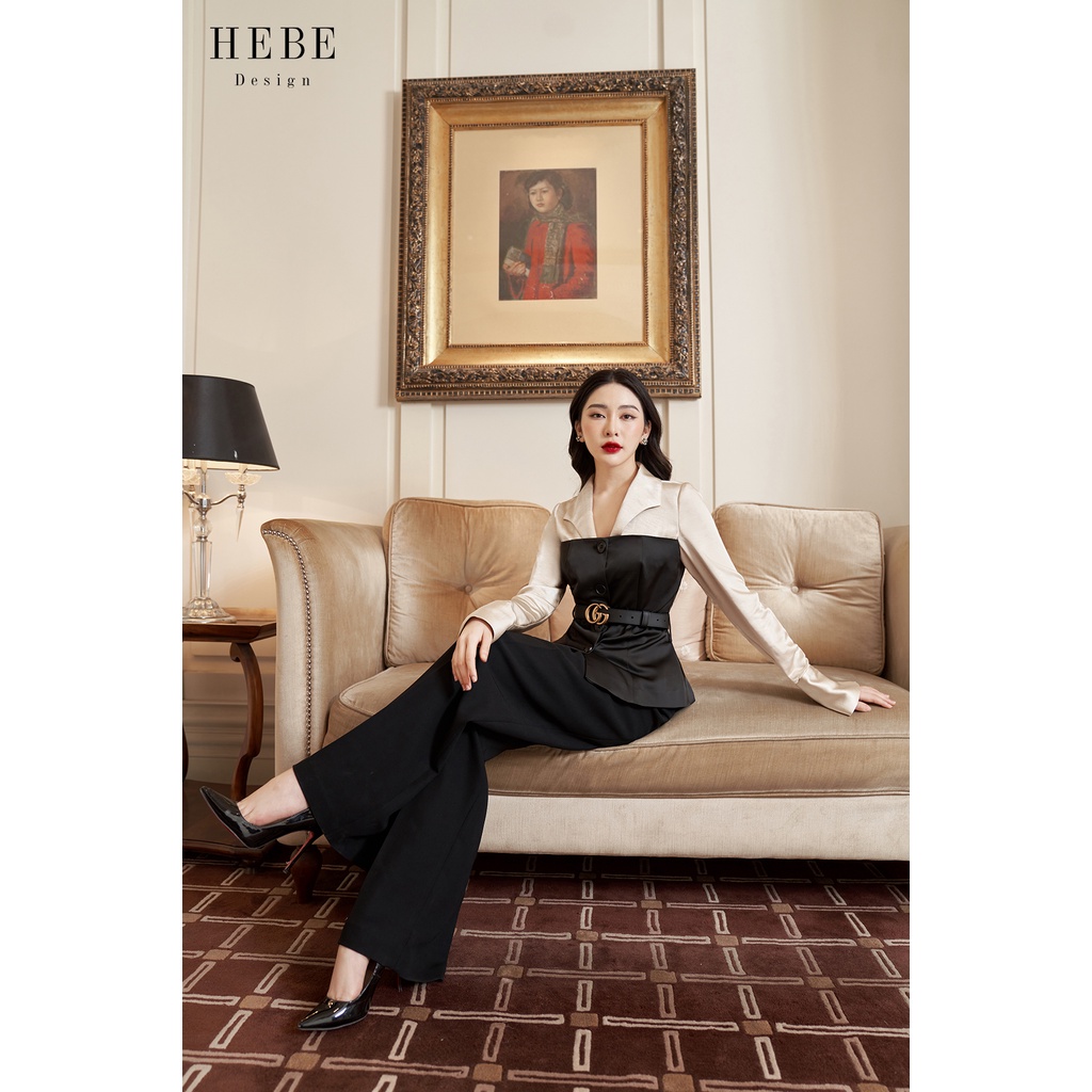 Set áo quây cổ vest cùng quần xuông trendy trẻ trung_HebeDesign_