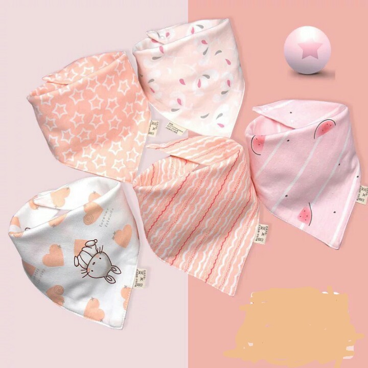 Set 5 khăn yếm tam giác 100% cotton cho bé mẫu mới