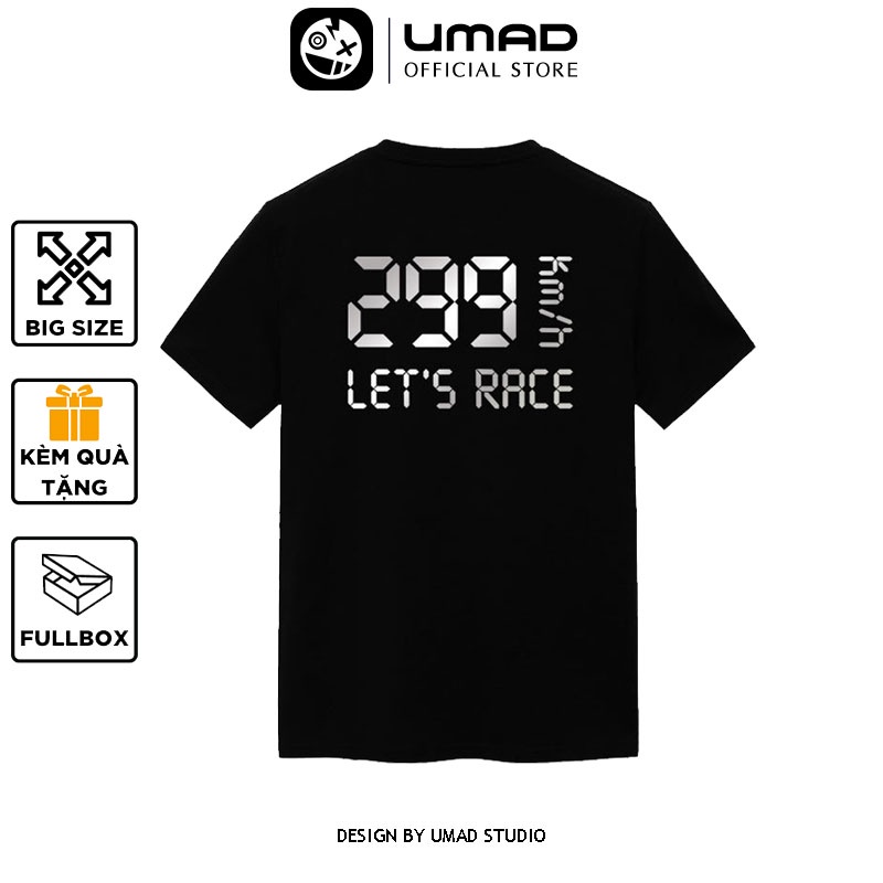 Áo thun UMAD unisex racing biker 299km/h Let Race phản quang nam nữ tay ngắn có big size (40kg-110kg)