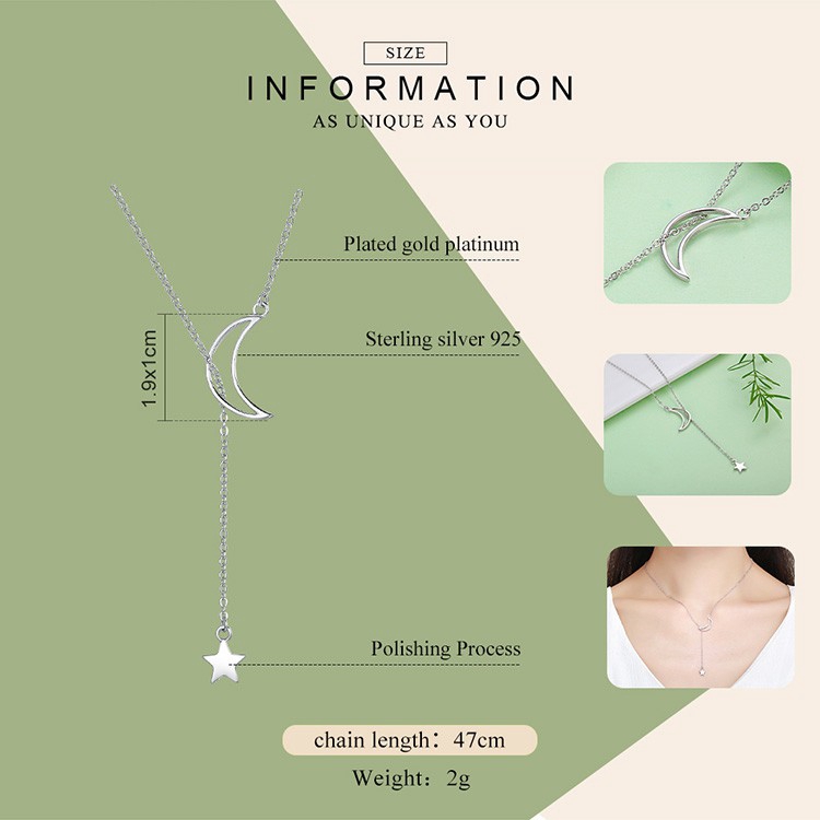 Dây Chuyền Bamoer Bạc 925 Hình Mặt Trăng Đánh Bóng Gương Cho Nữ