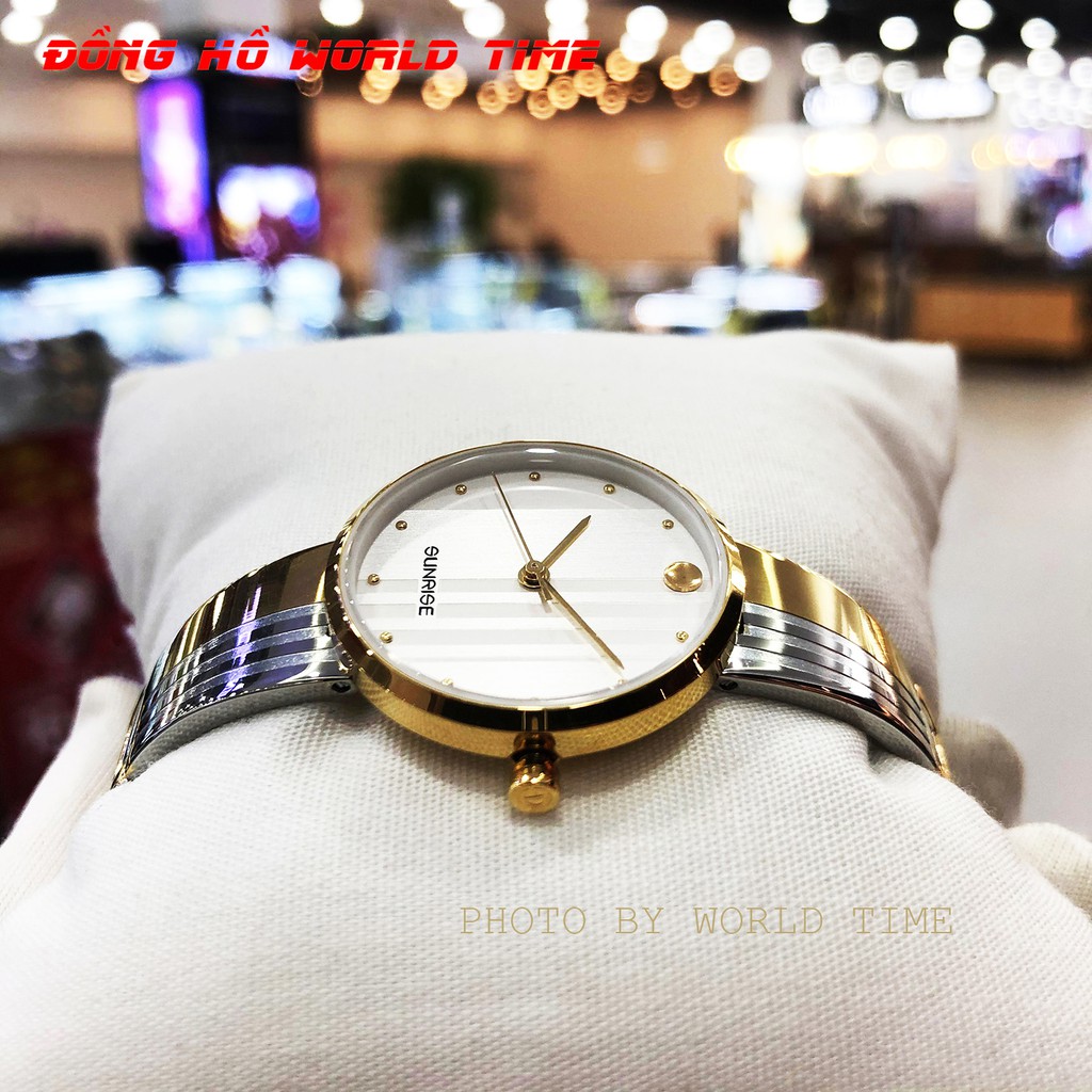 Đồng Hồ, Đồng Hồ Nữ Sunrise 9925SA , Chính Hãng Full Box , Kính Sapphire Chống Xước , Chống Nước , Dây Thép