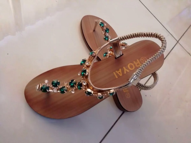 [Order] Sandal Đá  Đế Vân- sẵn xanh 35- Kèm ảnh thật