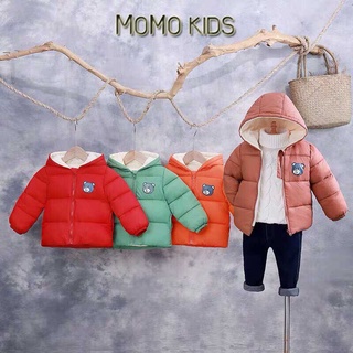 Áo Phao Lót Bông Thêu Hình Gấu Cho Bé 10-25kg MOMO