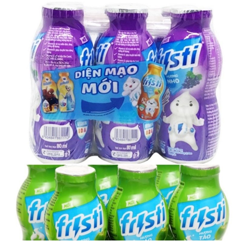 Lốc 6 chai sữa chua uống Fristi hương dâu/cam/ nho/táo