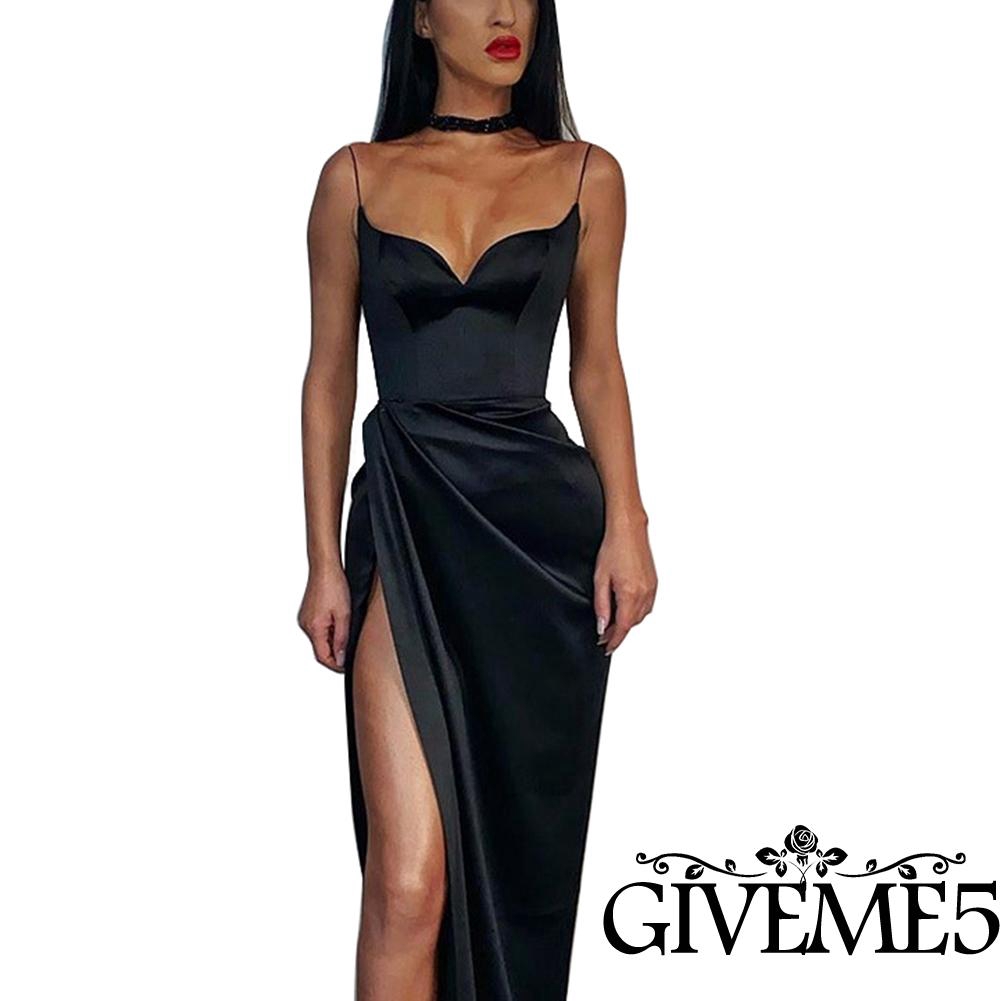 Đầm Midi Hai Dây Xẻ Tà Gợi Cảm Dành Cho Nữ