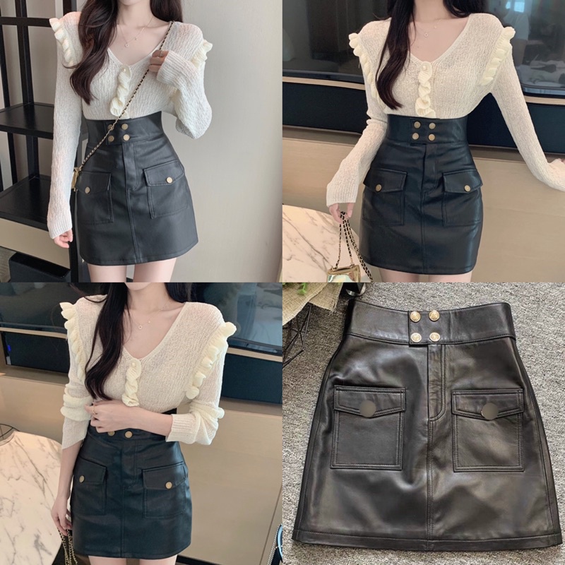 Chân váy da ngắn phong cách cá tính ulzzang