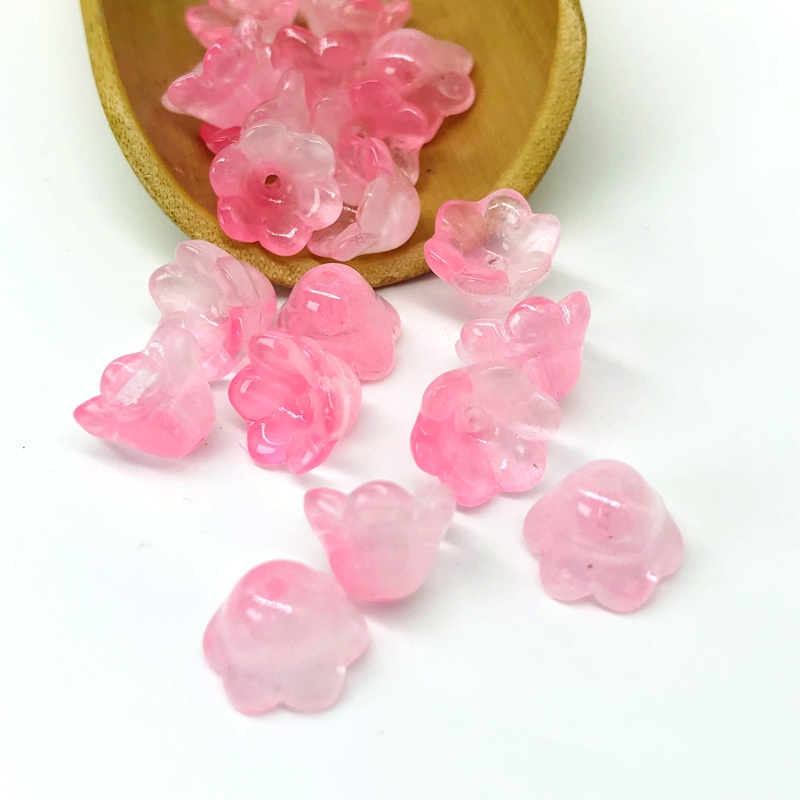 (5 cái)Nụ hoa linh lan thủy tinh 6*10mm, Nguyên liệu làm trang sức cổ trang, Nguyên liệu diy