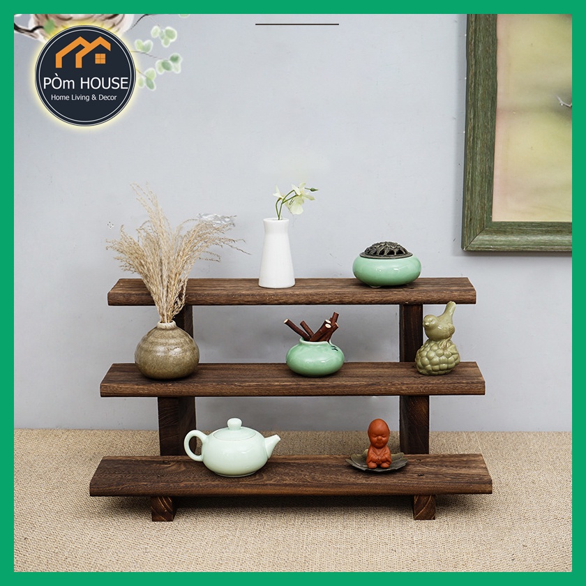 Kệ 2 tầng mini - 3 tầng để bàn gỗ Công nghiệp An Cường phủ Melamine KTT-16, kệ gỗ decor đựng bánh trà tượng, đồ thờ PÒm