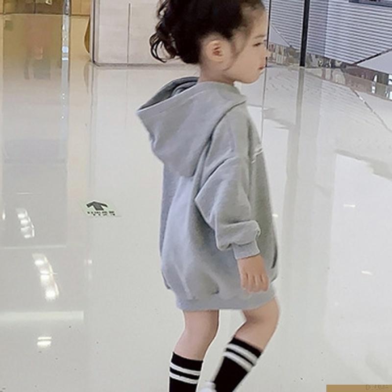 Đầm hoodie tay dài dáng rộng thời trang thu đông dành cho bé gái
