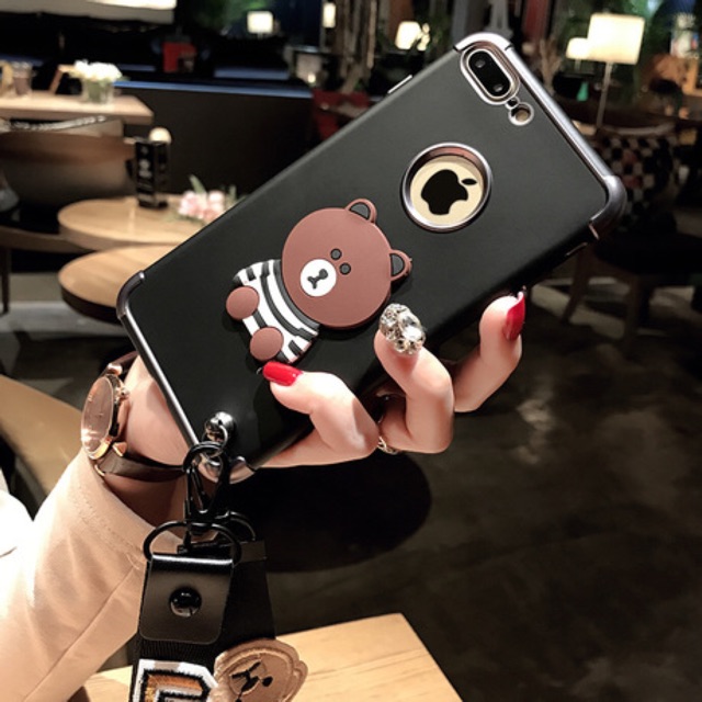 Ốp iPhone hình gấu kèm 2 dây ngắn và dài | BigBuy360 - bigbuy360.vn