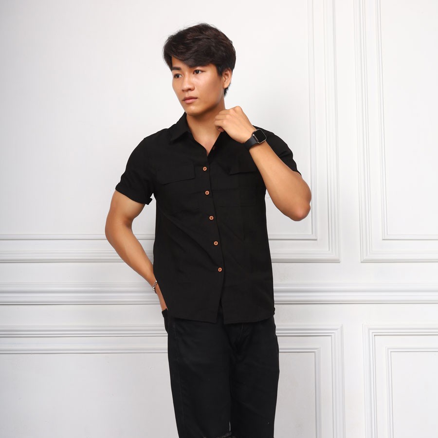 Áo Sơ Mi Nam Ngắn Tay Chất Đũi Linen Cao Cấp Mặc Mát Kiểu Dáng Trẻ Trung AD01