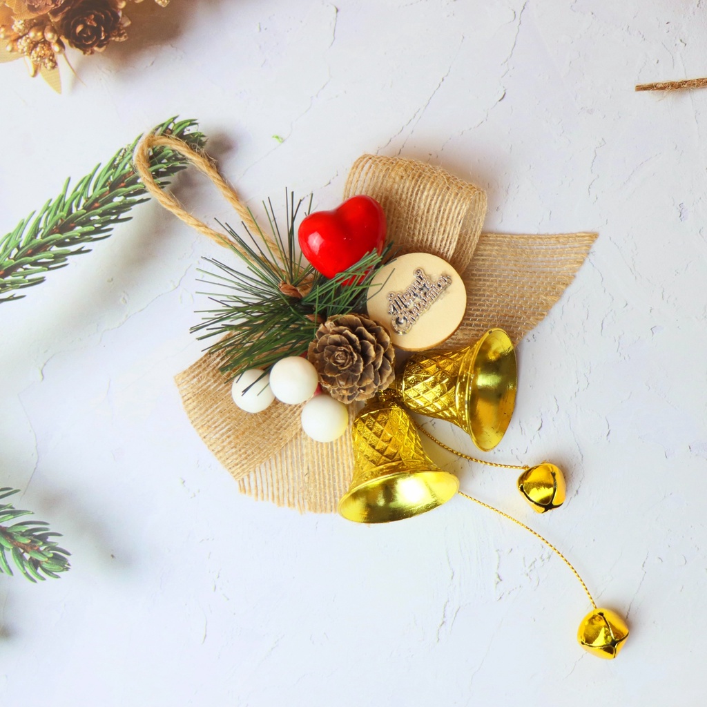Chuông Nơ Lục Lạc Handmade Treo Trang Trí Giáng Sinh Nhiều Màu Sắc