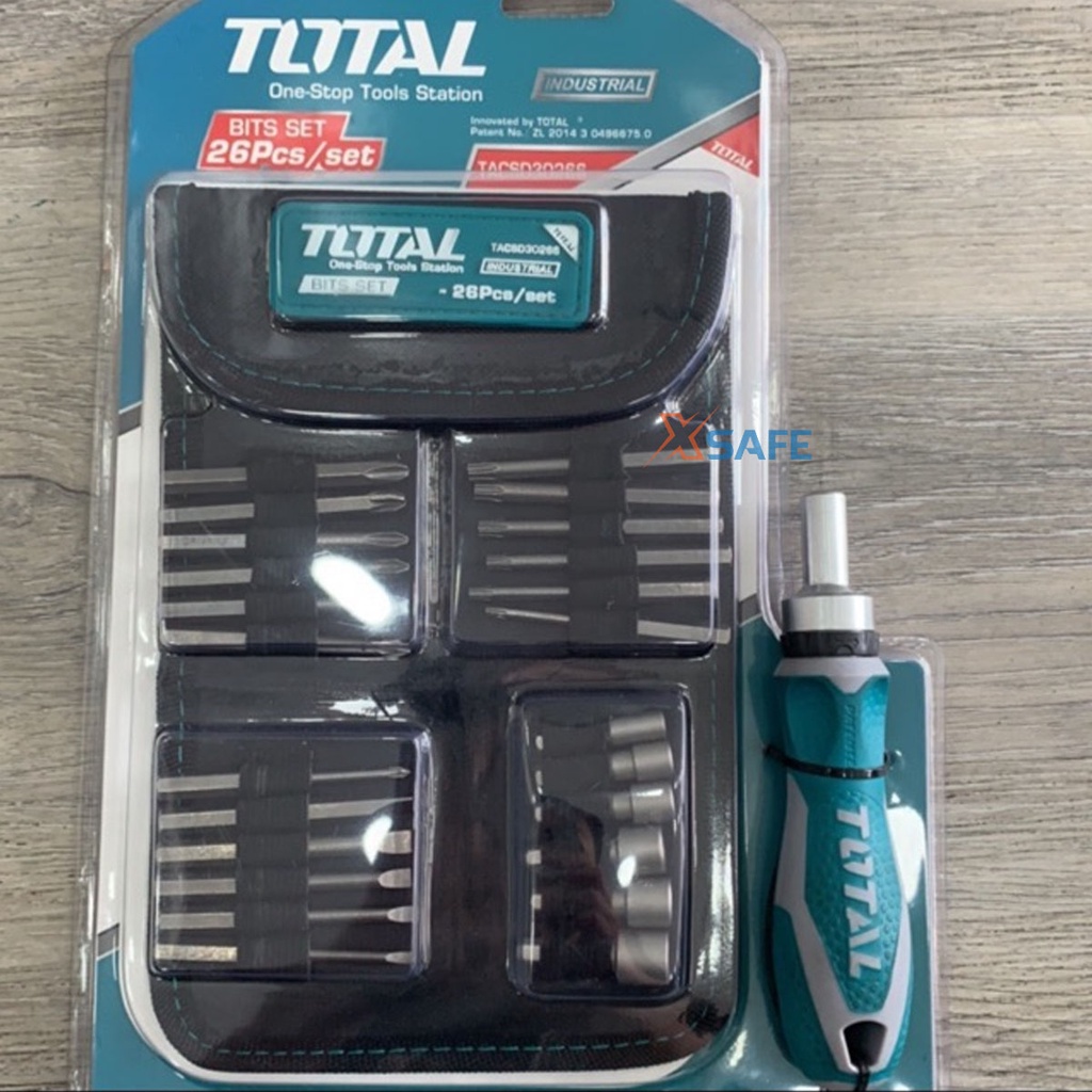 Bộ tua vít đa năng 26 chi tiết TOTAL TACSD30266 chất liệu titanium siêu bền, thiết kế nhỏ gọn dễ sử dụng - chính hãng