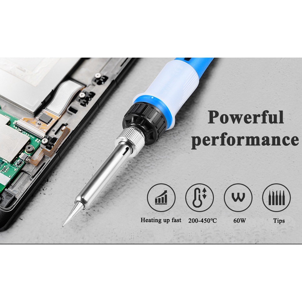 Bộ Dụng Cụ Hàn Điện 60W Có Công Tắc On-Off Màu Xanh Dương