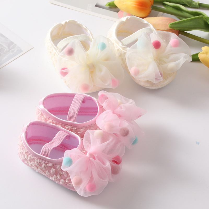 Bộ 2 giày đế mềm đính nơ + băng buộc đầu cho bé gái