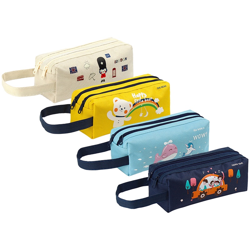 Túi Đựng Bút Chì Hai Lớp In Chữ Estuche Escolar Piornik Szkolny Cỡ Lớn Đa Năng