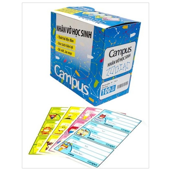 Sét 24 chiếc nhãn vở Campus Cung Hoàng Đạo Zodiac,nhãn ghi tên dán tập giá rẻ