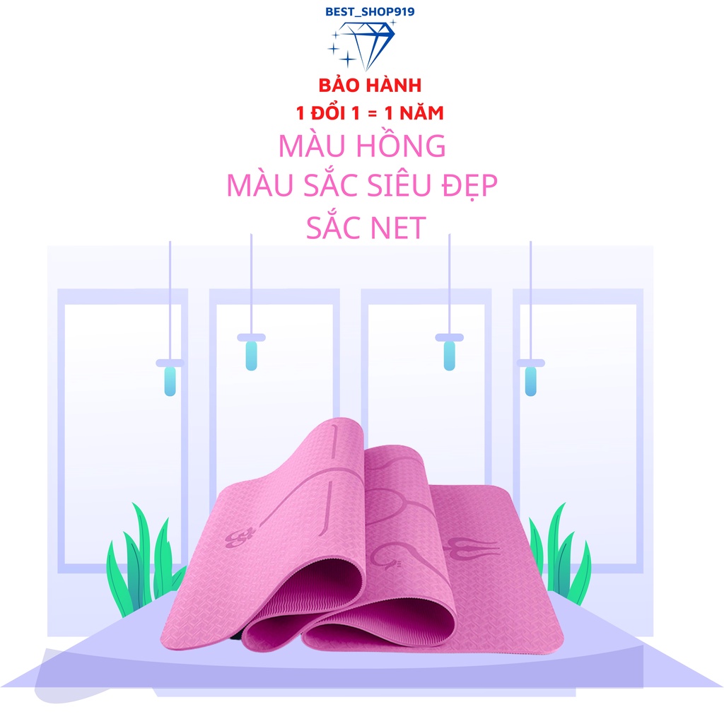 Thảm Tập YOGA Định Tuyến 8MM 1 Lớp Cao Cấp Chống Trơn Trượt Chuẩn TPE Tự Nhiên Bảo Hành Lỗi 1 Đổi 1 [ TẶNG TÚI ]