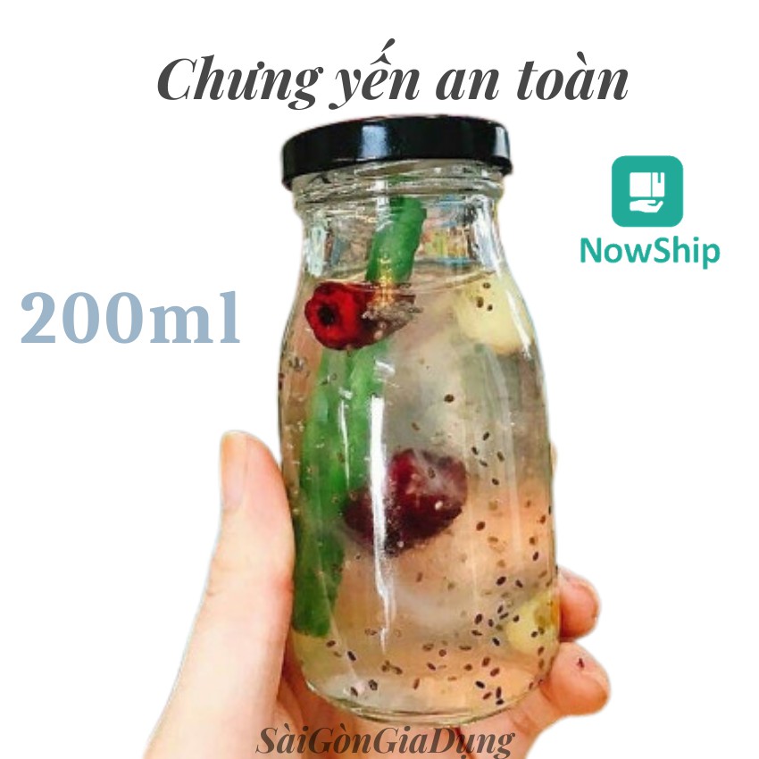 Chai thủy tinh nắp thiếc 200ml đựng sữa chua chưng yến tốt SG-Sua200