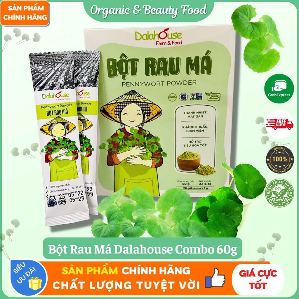Bột Rau Má Dalahouse - Bột Rau Má Hữu Cơ Nguyên Chất Sấy Lạnh Dalahouse - Hộp 60g