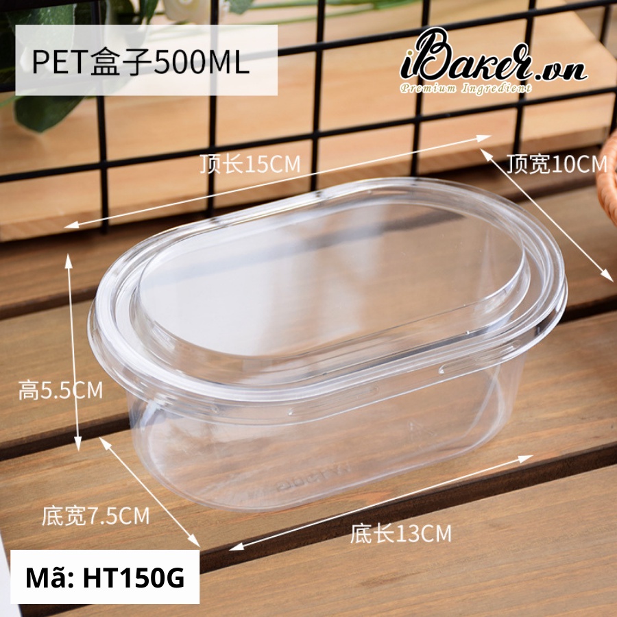 Hộp nhựa oval XY150G đựng bánh mousse, bánh tiramisu