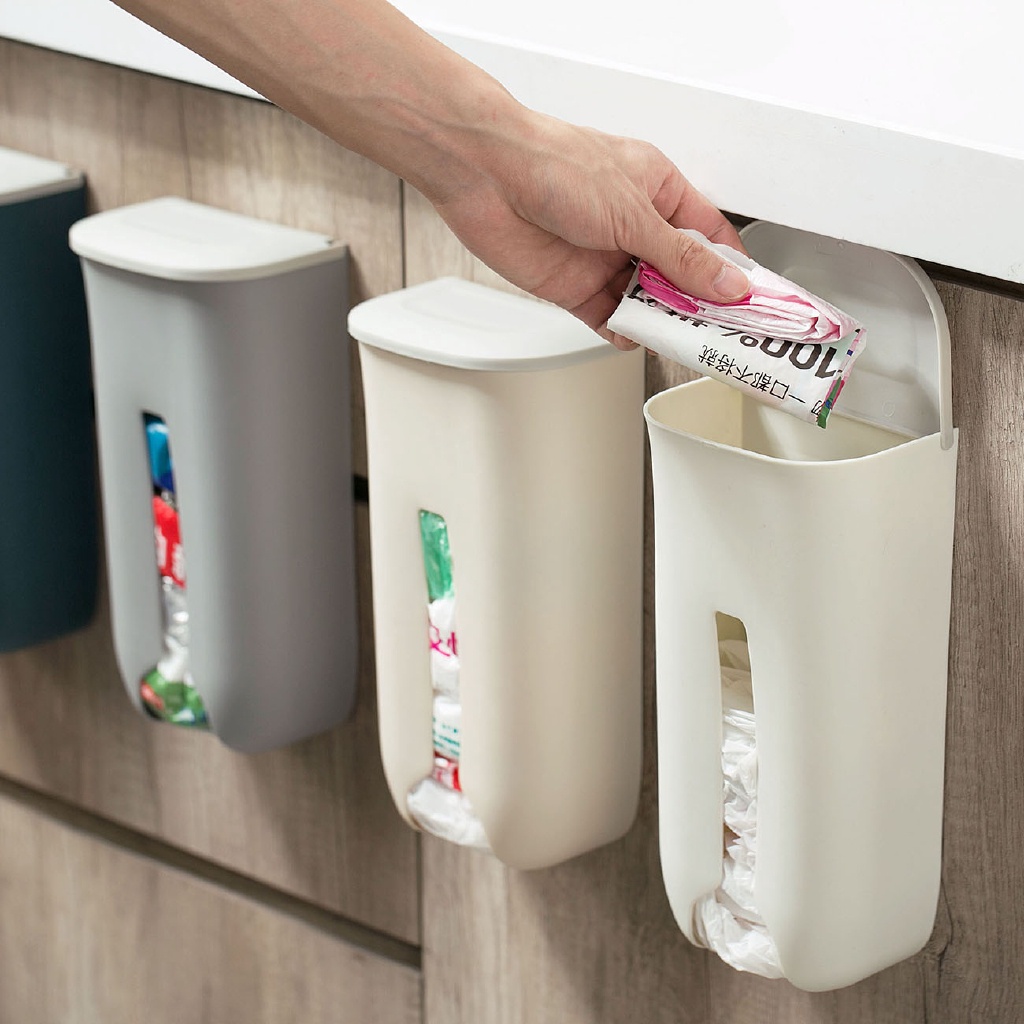 Hộp Đựng Túi Rác JUJIAJIA Bằng Gỗ Dán Tường Tiện Lợi