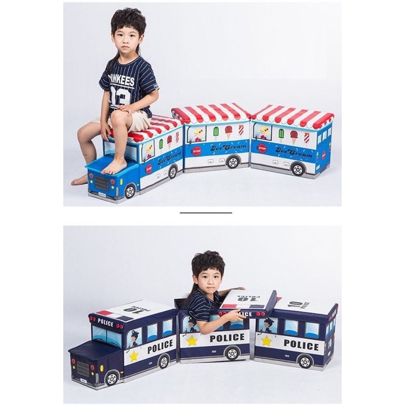 HÀNG LOẠI 1 - Thùng đựng đồ chơi xếp hình xe ô tô tàu hoả cho bé kiêm ghế ngồi