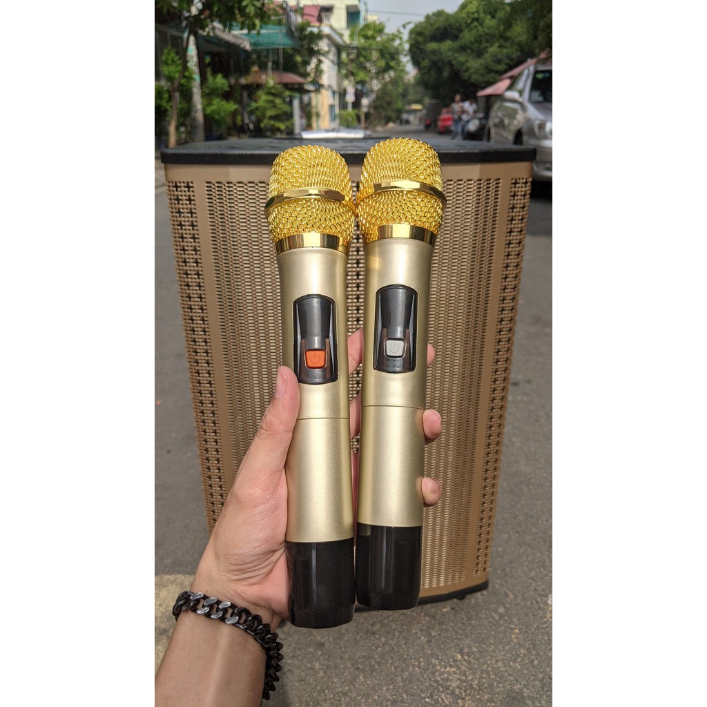 [Xả Tết 2021]  Loa kéo di động Bose Bh 6111 gỗ dày 4 tấc loa hát karaoke tặng 2 mic UHF xịn sò bảo hành 12 tháng
